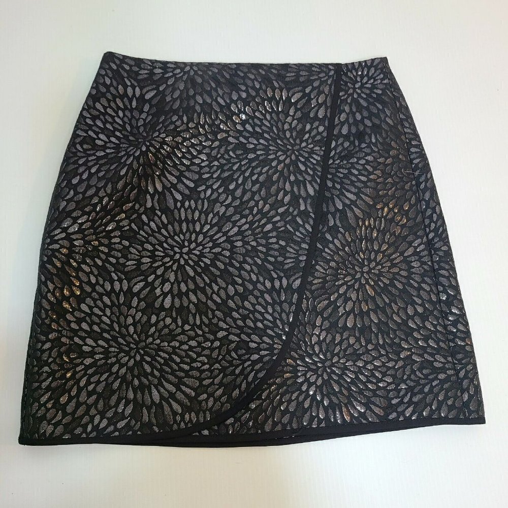LOFT Black and Silver Wrap Skirt - Size 2 New